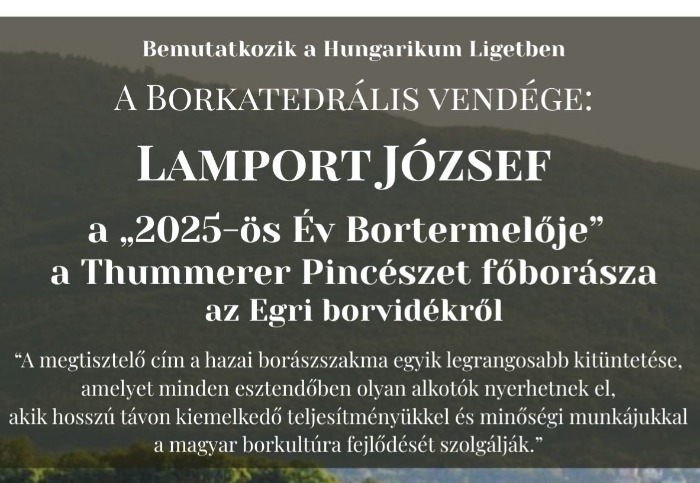 A Borkatedrális vendége: Lamport József, a Thummerer Pincészet főborászat, a 2025-ös Év Bortermelője